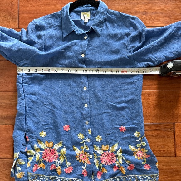 Anthropologie Fig & Flower Embroidered Gauzy Floral Tunic Top Size Small - Picture 6 of 7